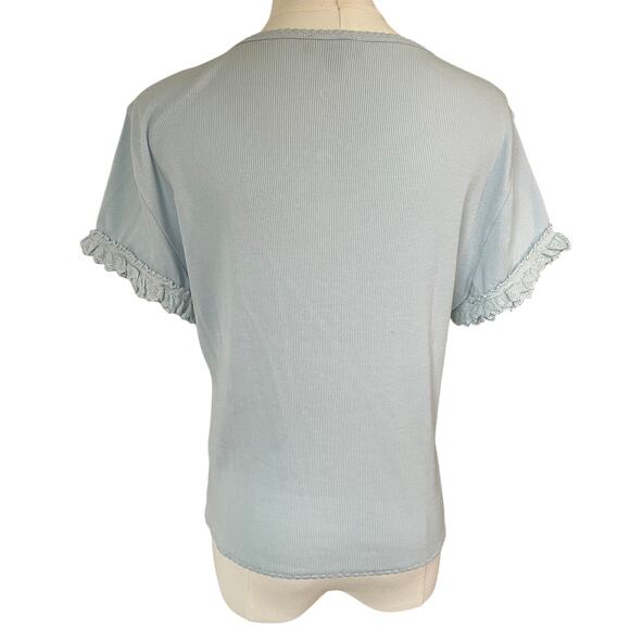 J.Crew Fine rib crochet-trim cardigan NWOT womens light blue size medium - Picture 4 of 11